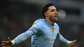 Omar Marmoush buteur avec Manchester City face à Newcastle, le 15 février 2025.