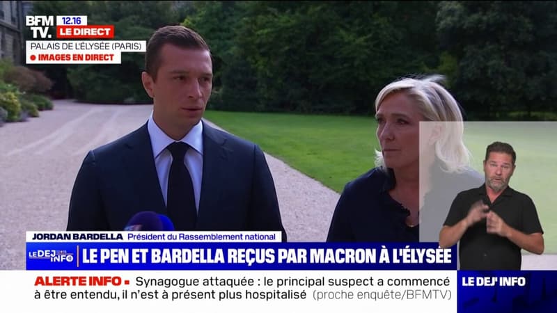 Jordan Bardella favorable à un vote d'une motion de censure à l'égard d'un gouvernement issu du NFP