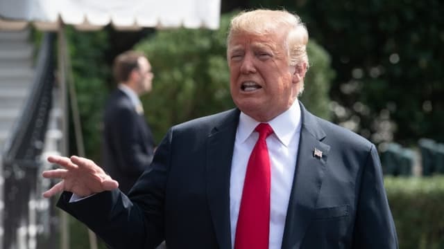 Donald Trump le 17 août 2018 devant la presse à la Maison Blanche.