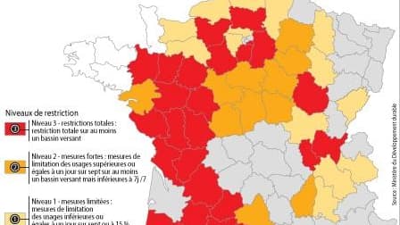 DÉPARTEMENTS CONCERNÉS PAR DES RESTRICTIONS D?EAU