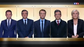 Les cinq candidats les plus médiatiques lors du débat de TF1. 
