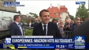 Emmanuel Macron s'offre un bain de foule au Touquet avant d'aller voter aux européennes