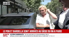 Marine Le Pen de retour à Paris après un premier déplacement de campagne dans la Sarthe. Le RN doit tenir cet après-midi un Conseil national élargi du parti.