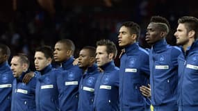 Une partie de l'équipe de France de football au Parc des Princes le 11 octobre 2013 avant leur match contre l'Australie