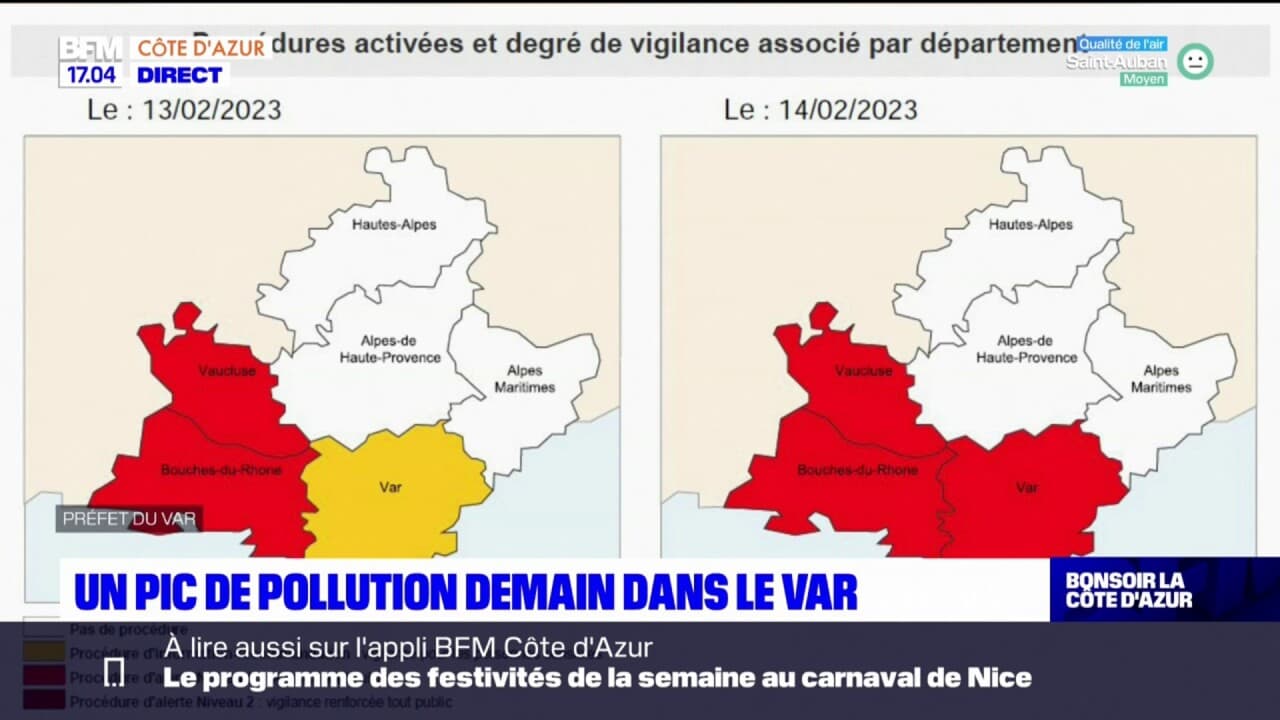 Pollution de l'air: le niveau d'alerte déclenché ce mardi dans le Var