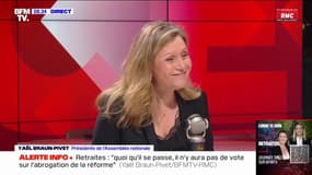 Yaël Braun-Pivet: "Demain, quoi qu'il se passe, il n'y aura pas d'abrogation de la réforme des retraites"