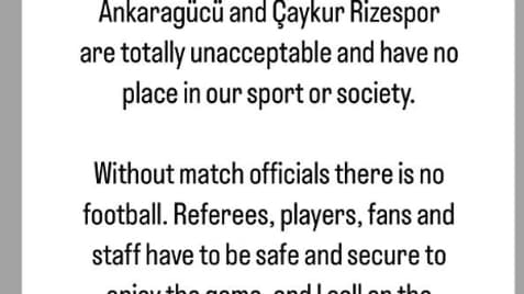 Le message de Gianni Infantino après l'agression d'un arbitre, le 12 décembre 2023.