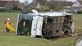 Un car scolaire renversé après un accident mortel à Jallans (Eure-et-Loir)  le 30 janvier 2025