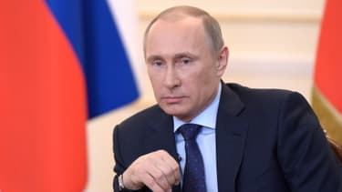 Vladimir Poutine donne une conférence de presse sur l'Ukraine, mardi 4 mars 2014.