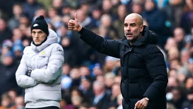 Thomas Tuchel et Pep Guardiola pendant un match de Premier League en 2022