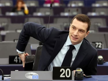 L'eurodéputé et président du Rassemblement national Jordan Bardella au Parlement européen, à Strasbourg, le 12 mars 2024.