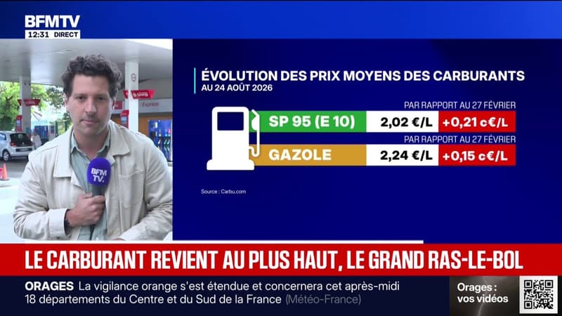 Dans cette station-service des Hauts-de-Seine, le prix au litre du gazole et de l'essence a dépassé la barre symbolique de deux euros