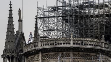 L'échafaudage sur Notre-Dame de Paris.