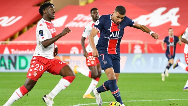Axel Disasi et Kylian Mbappé, à Monaco le 20 novembre 2020