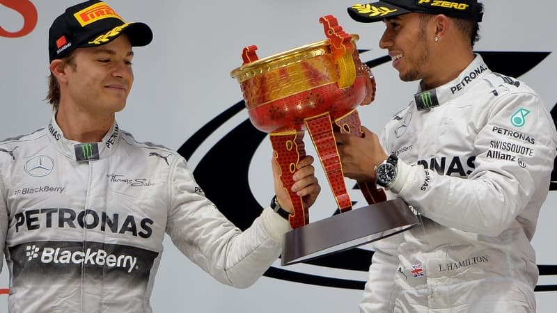 GP de Chine : La joie de Nico Rosberg et Lewis Hamilton