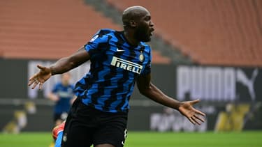 L'attaquant belge de l'Inter Milan, Romelu Lukaku, buteur lors du match de Serie A face à l'AC Milan, à San Siro, le 21 février 2021