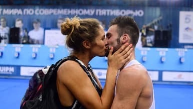 Les spécialistes du pentathlon moderne Élodie Clouvel et Valentin Belaud