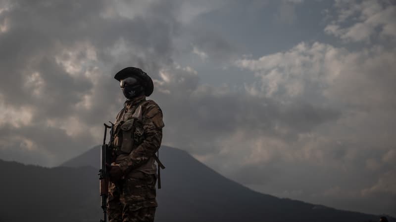 Soldat congolais en faction dans le Nord-Kivu. 