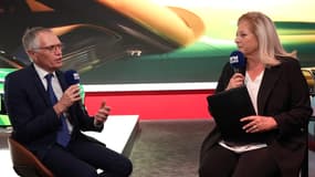 Carlos Tavares invité de La Grande Interview d'Hedwige Chevrillon sur BFM Business, lors du Mondial de l'Auto, lundi 14 octobre.