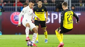 Kylian Mbappé lors du match aller opposant le Paris Saint-Germain au Borussia Dortmund. 