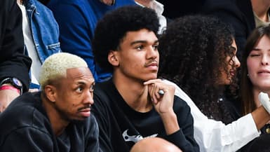 Oscar Wembanyama lors d'un match de Betclic Elite entre Boulogne-Levallois et Paris - le 16/05/2023