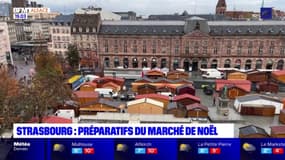 Strasbourg: derniers préparatifs avant le marché de Noël