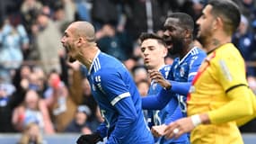 Strasbourg-Lens : la joie du buteur Ludovic Ajorque