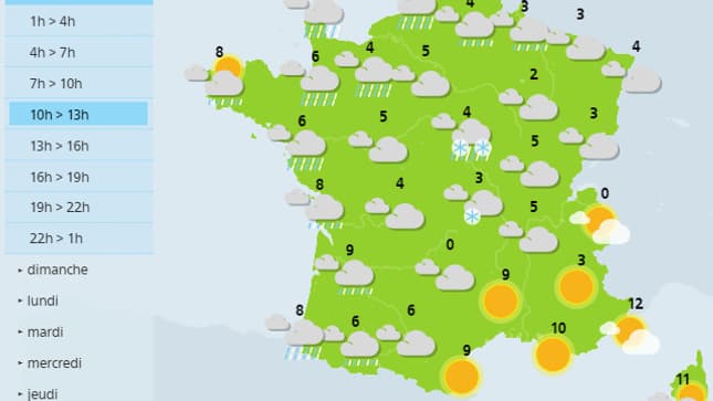 Les températures samedi 3 février Les températures samedi 3 février