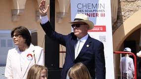 Stéphanie et Albert de Monaco, le 31 mai 2023 aux commémorations célébrant le centenaire de leur père Rainier III.