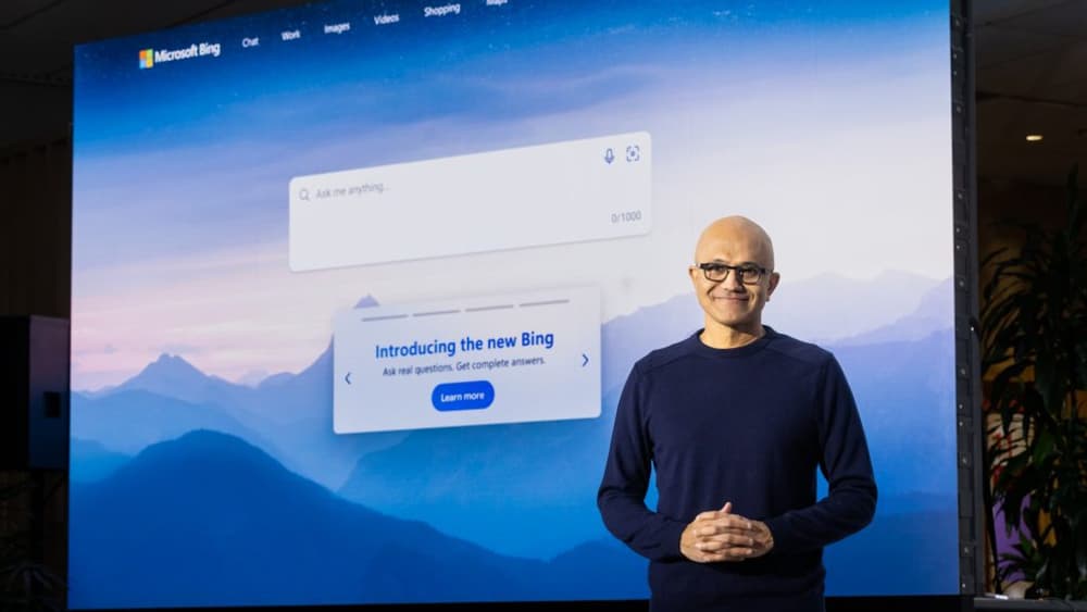 Satya Nadella, le patron de Microsoft, a annoncé la nouvelle version de Bing basée sur ChatGPT Satya Nadella, le patron de Microsoft, a annoncé la nouvelle version de Bing basée sur ChatGPT