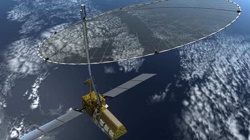 Vue d'artiste de la mission Nisar qui voit coopérer les agences spatiales américaine et indienne.