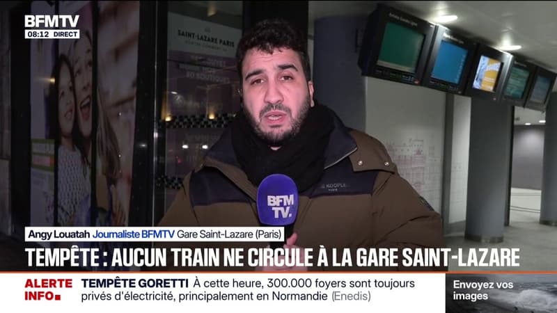 Tempête Goretti: aucun train ne circule à la gare Saint-Lazare