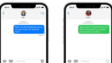 Les bulles bleues d'iMessage et les bulles vertes des SMS, sur l'iPhone