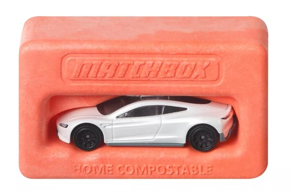 Sans plastique, les futurs emballages des petites voitures de Matchbox seront aussi compostables.
