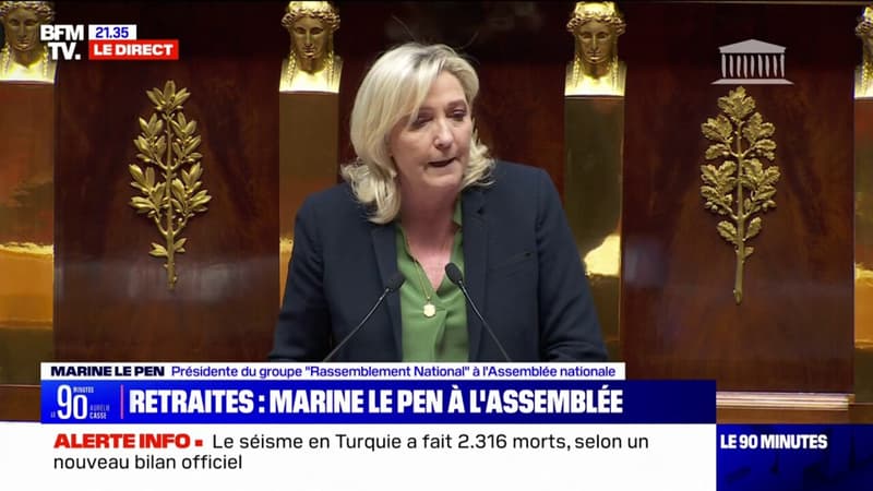 Retraites: Marine Le Pen dénonce 