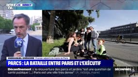 Parcs à Paris: selon Emamnuel Grégoire, "le bon sens conduit à envisager la réouverture de façon à donner plus d'espace là où les familles vont sortir"