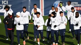 Les joueurs du PSG à l'entraînement, le 10 décembre 2019