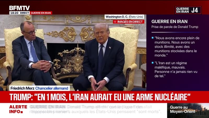 "Si on n'avait pas attaqué, l'Iran aurait eu en un mois une arme nucléaire très puissante", souligne Donald Trump