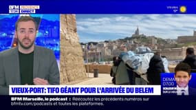 Flamme olympique à Marseille: des tifos géants pour l'arrivée du Bélem