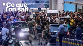 Des ambulances transportant des blessés à l'hôpital américain de Beyrouth, ce mardi 17 septembre, après l'explosion de bipeurs.