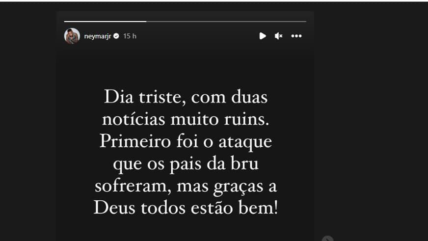 Le message de Neymar après l'attaque contre ses beaux-parents, novembre 2023