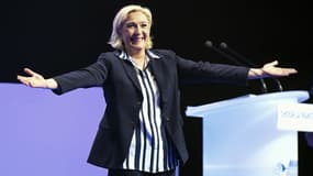 Marine Le Pen lors de son meeting à Nice, le 27 avril 2017.