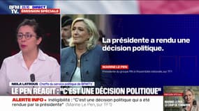 Procès RN: "La présidente a rendu une décision politique", réagit Marine Le Pen 