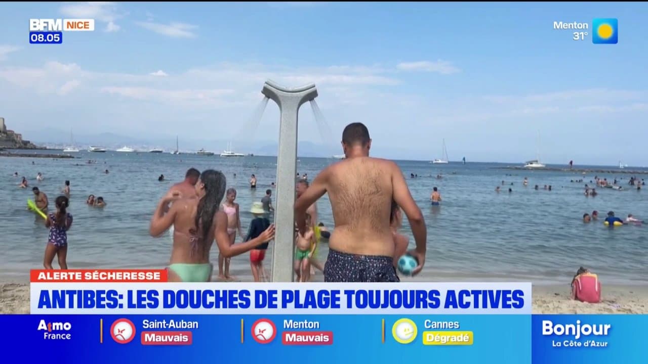 Les douches de plage restent actives à Antibes malgré l'alerte sécheresse