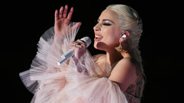 Lady Gaga sur scène lors des Grammy Awards, en janvier 2018 -
