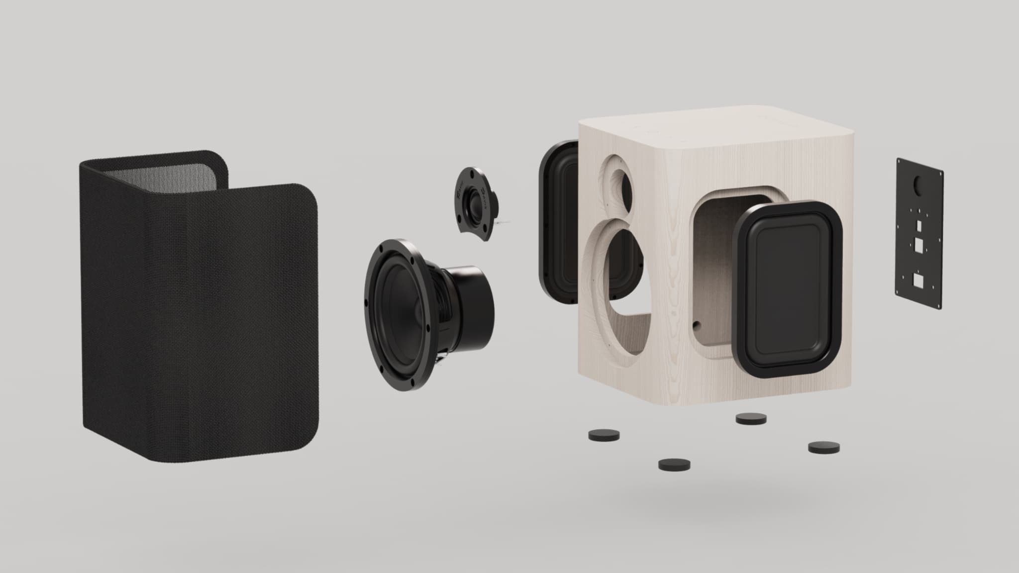 Les éléments de l'enceinte hi-fi sans fil Octavio Maestro