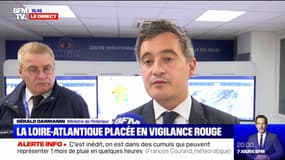 Intempéries: les populations "ne doivent pas sortir de chez elles" rappelle Gérald Darmanin