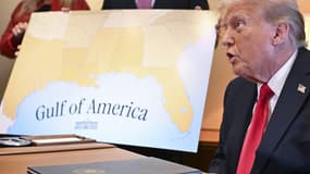 Donald Trump présente une carte du "golde de l'Amérique", le 9 février 2025
