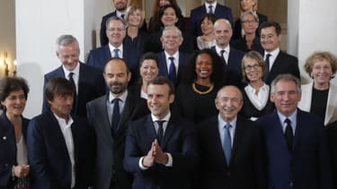 La première équipe gouvernementale, le 18 mai 2017 à l'Elysée.