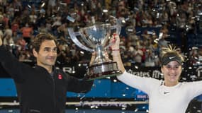 Roger Federer et Belinda Bencic, vainqueur pour la Suisse de la dernière Hopman Cup en 2019.